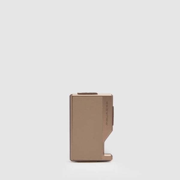 Metal and Leather MagSafe® Card Holder with Elastic Band - Taupe/Blue