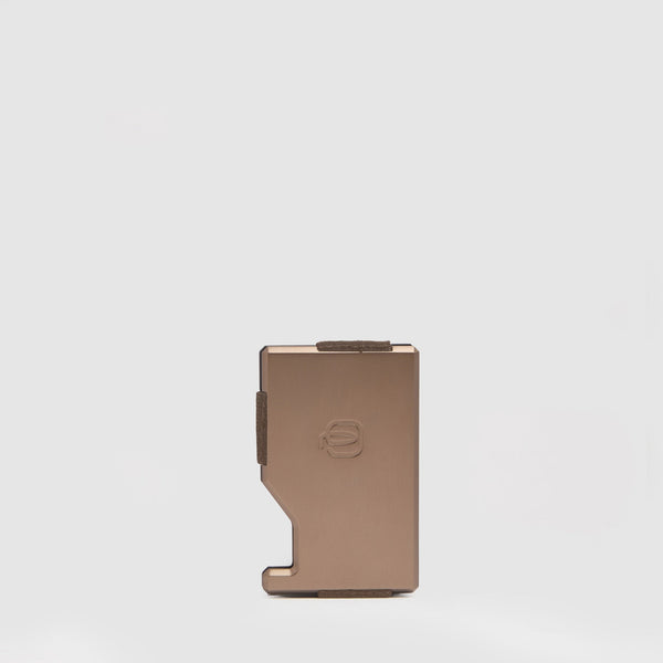 Metal and Leather MagSafe® Card Holder with Elastic Band - Taupe/Blue - photo 2