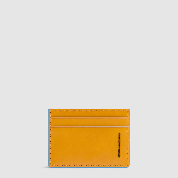 Slim Leather Card Holder, 4 Slots, RFID-Blocking - Yellow
