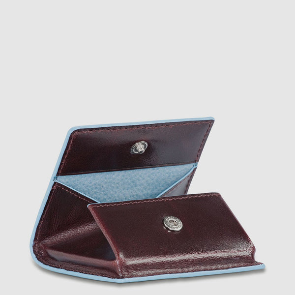 Square Leather Coin Purse with Button Closure - Night blue - photo 3
