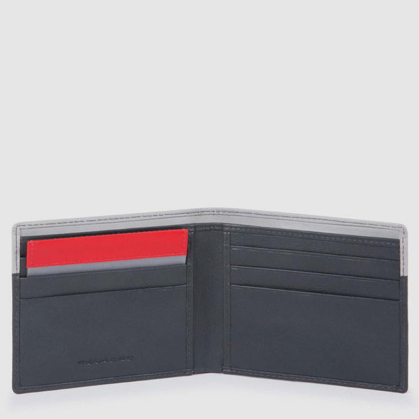 Men's Leather Wallet, 5 Card Slots, RFID Protection - Grey/Black