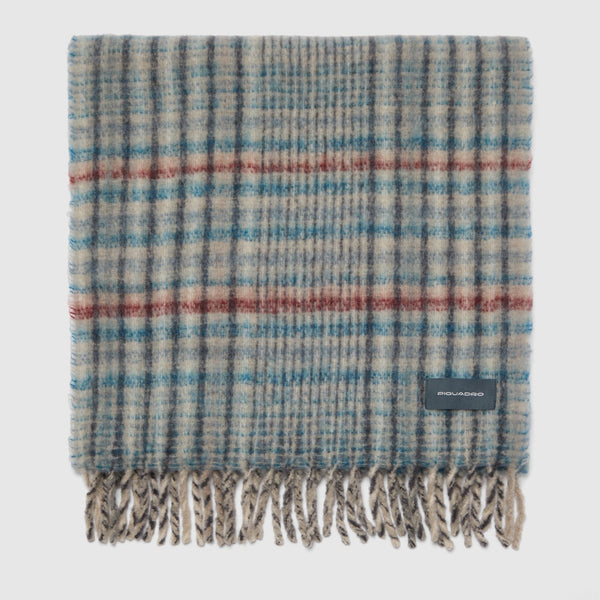 Wool Blend Mohair-Effect Scarf, Pastel Check - 1